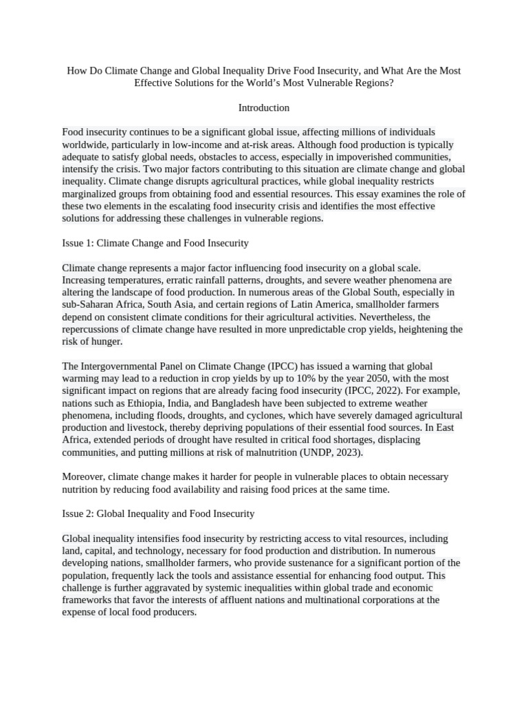 Aditya's Food Crisis Essay | PDF | Food Security | Poverty