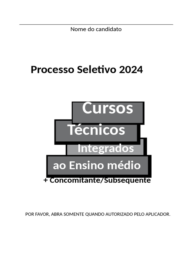 Prova do CEFET-MG 2024: Caderno de Questões | PDF | Teste em animais ...