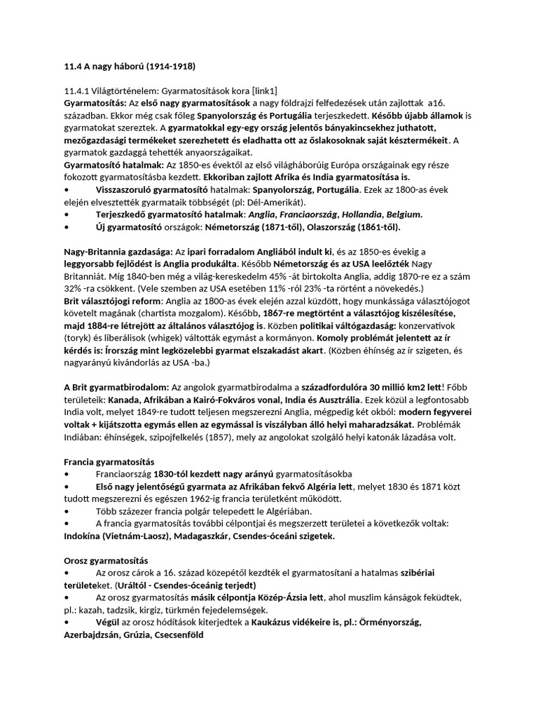 Gyarmatosítás-Nagyhatalmi Konfliktusok | PDF
