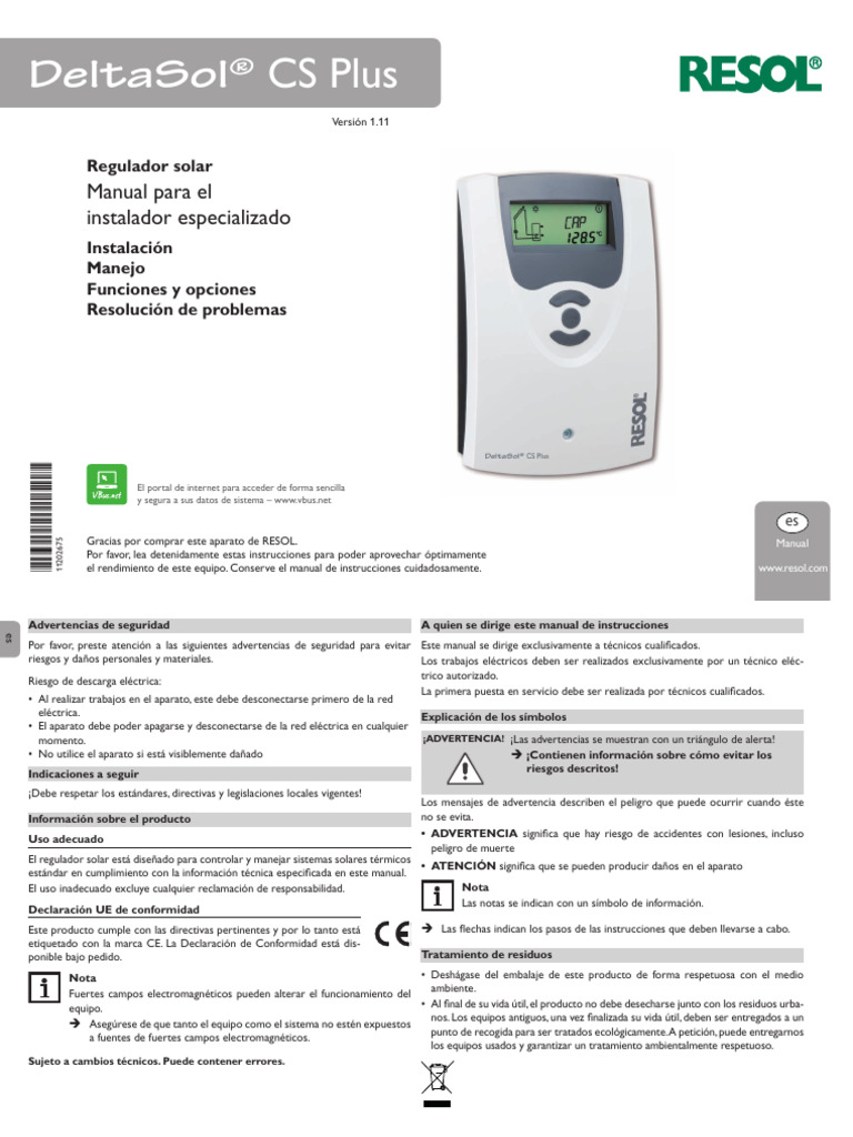 Commande solaire Resol DeltaSol CS/2 (avec 2 capteurs