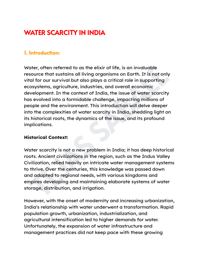 Water Scarcity Challenges in India | PDF | Water Scarcity | Water Resources
