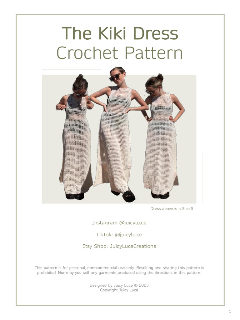 kiki dress crochet pattern TheKikiDress CrochetDressPattern DownloadablePDFFile | PDF | Crochet