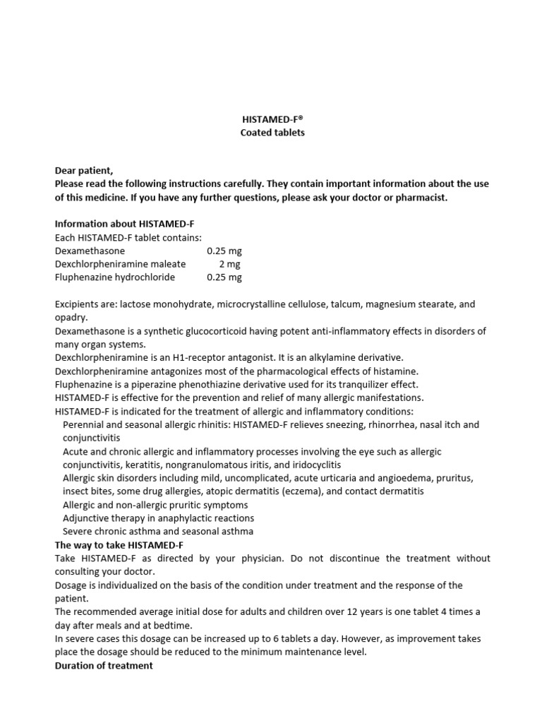 Histamed 28 Tabs | PDF | Allergy | Dermatitis