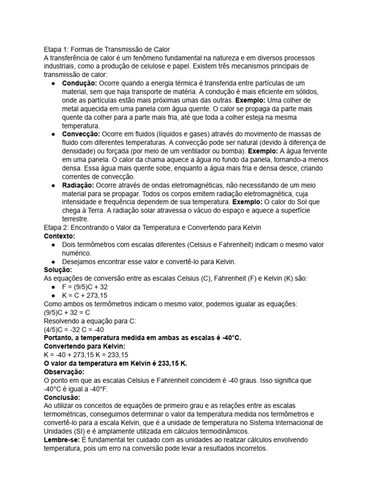 Mecanismos de Calor e Conversão de Temperatura | PDF | Calor | Temperatura