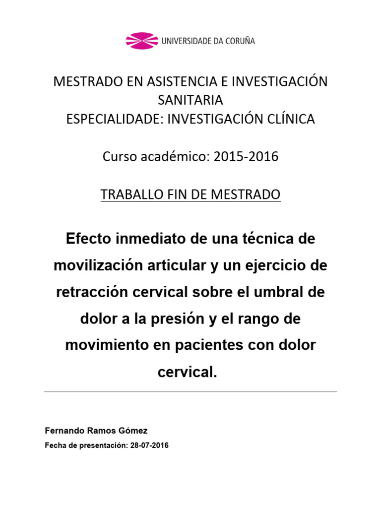 Cervical | PDF | Validez (Estadísticas) | Terapia física