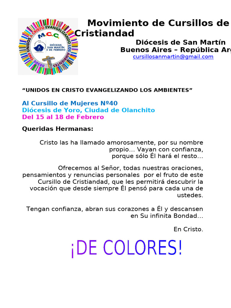 Cursillo Mujeres Nº40 en Olanchito | PDF