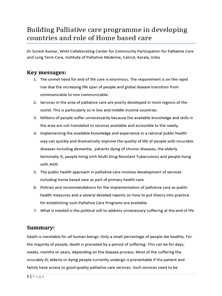 Public Health Approach in NCD - PC Chapter Final | PDF | Palliative ...