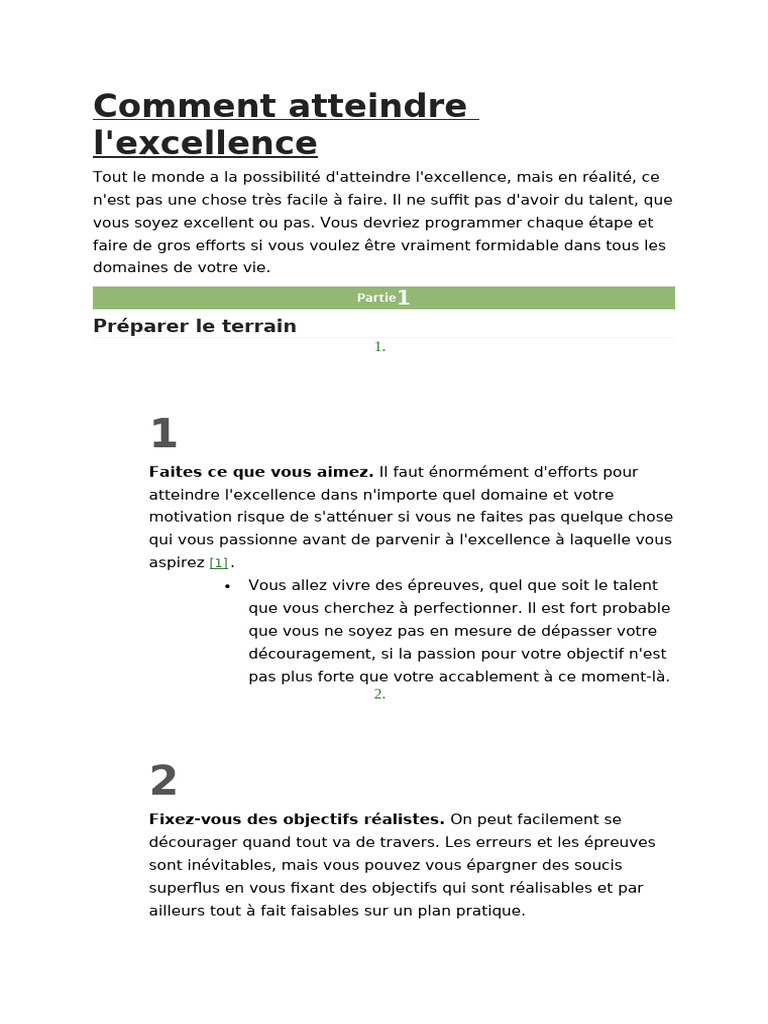 Atteindre l'excellence : Guide pratique | PDF