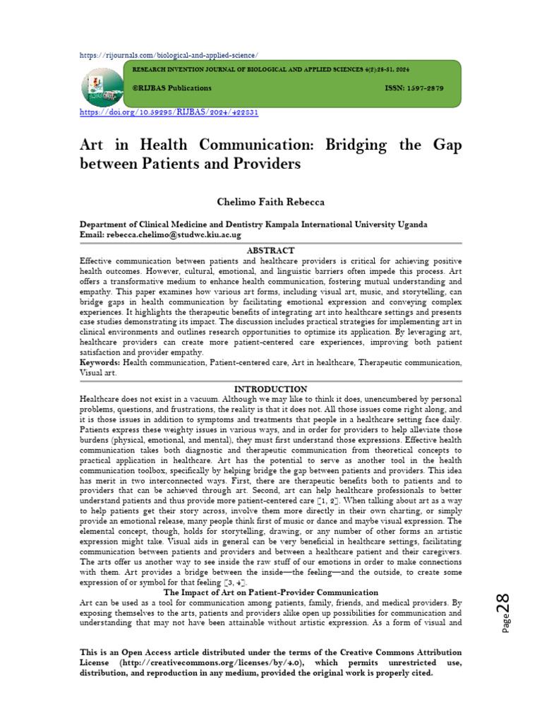 Art in Health Communication: Bridging The Gap Between Patients and ...
