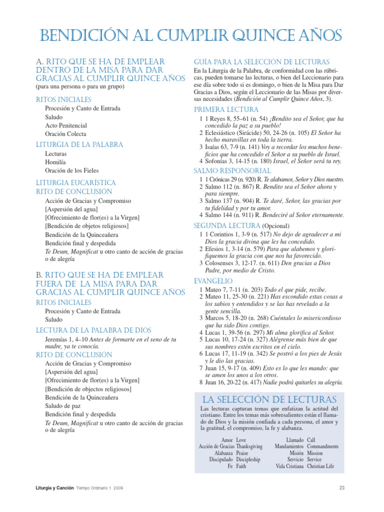Quinceanera Sugerencias | PDF | Adoración Cristiana Y Liturgia | Adoración