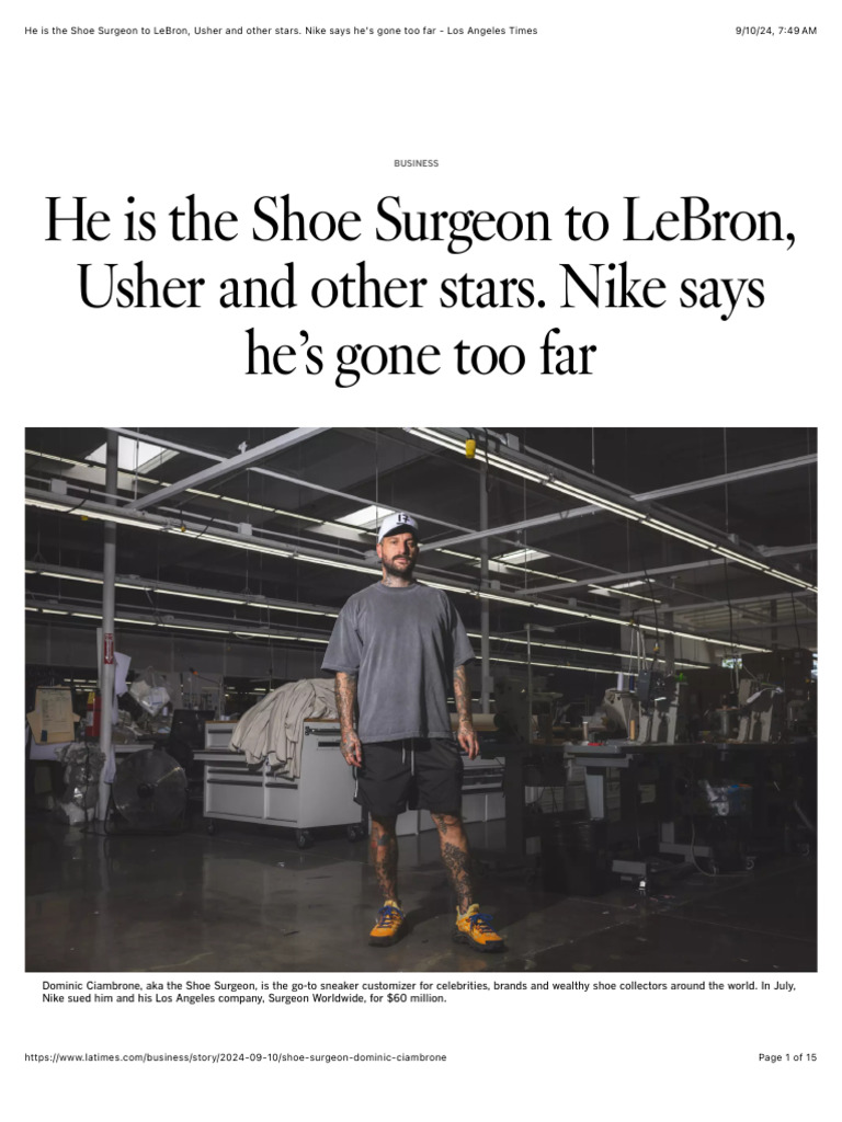 Nike vs. The Shoe Surgeon A Legal Battle PDF Nike Sneakers