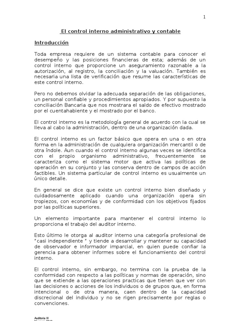 Control Interno Contable y Administrativo | PDF | Contabilidad | Bancos