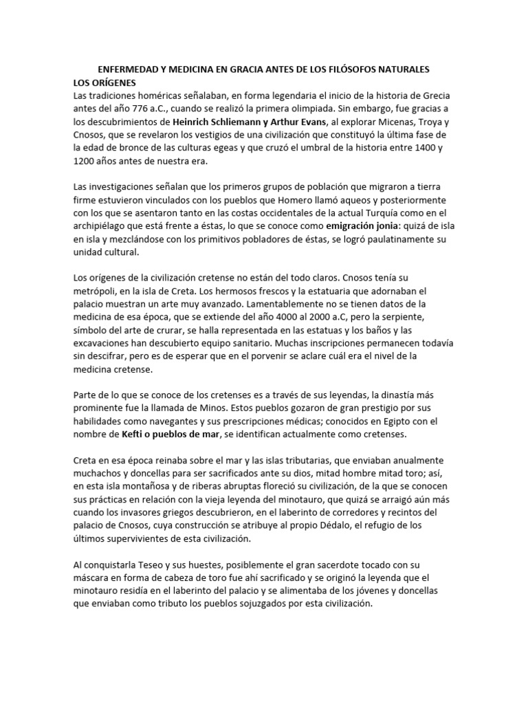 Medicina en la Grecia Antigua: Orígenes y Prácticas | PDF | Pitágoras