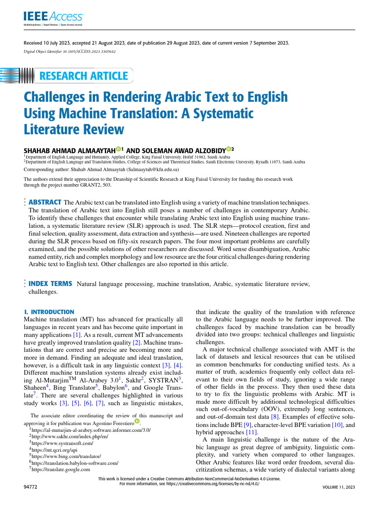 Arabic to English MT Challenges Review | PDF | Applied Linguistics ...