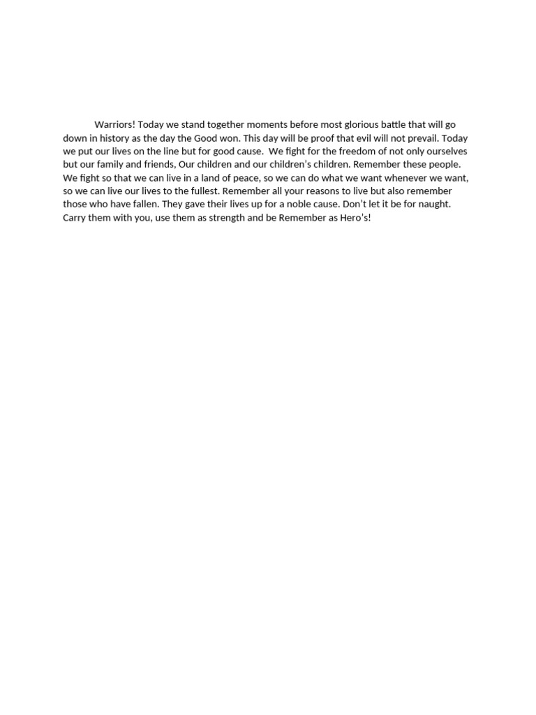 Battle Speech for Freedom and Peace | PDF