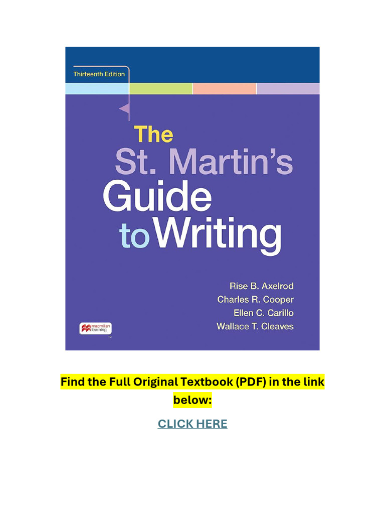 The St. Martin’s Guide to Writing 13th Edition TEXTBOOK PDF Essays Writing