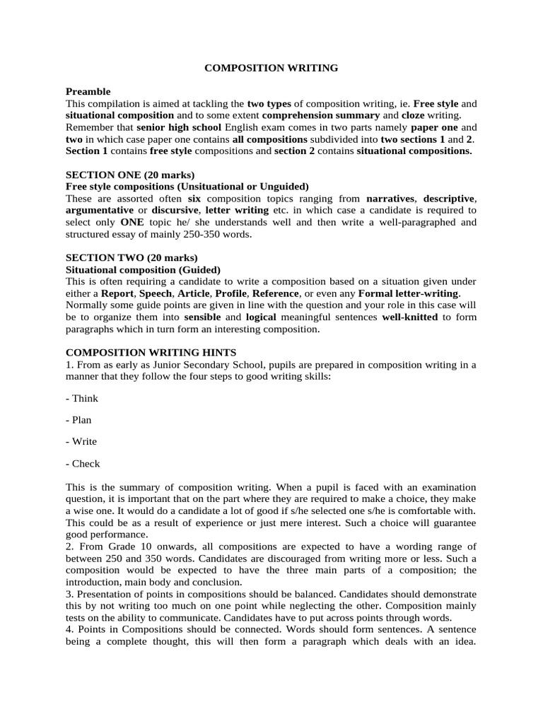 Composition Writing 2 | PDF | Paragraph | Sentence (Linguistics)