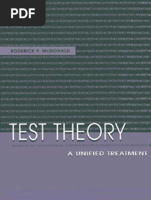 Test Theory. a Unified Treatment - McDonald, R | PDF