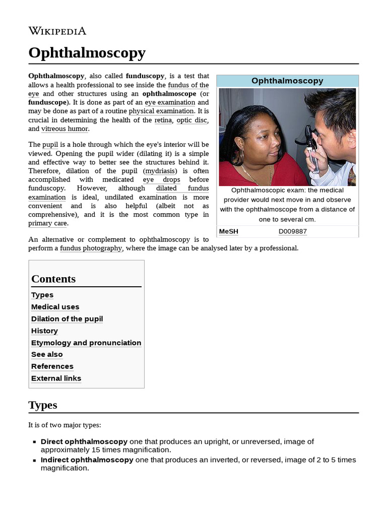 Ophthalmoscopy | PDF | Ophthalmology | Human Eye