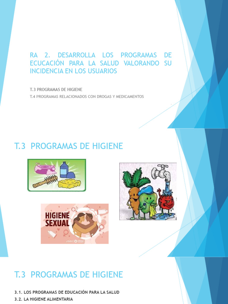 T. 3 Los Programas de Higiene | PDF | Dieta | Alimentos