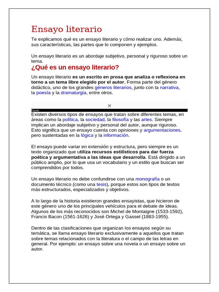 Guía Completa del Ensayo Literario | PDF | Ensayos | Autor
