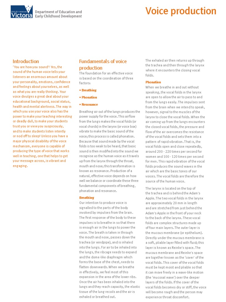 Voice Production | PDF