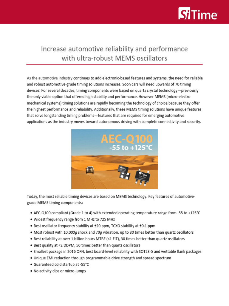 SiTime MEMS Oscillators For Automotive Applications | PDF | Oscillation ...