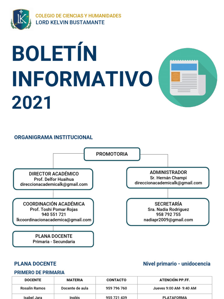 Boletín Informativo Lk 01 | PDF | Science | Matemáticas