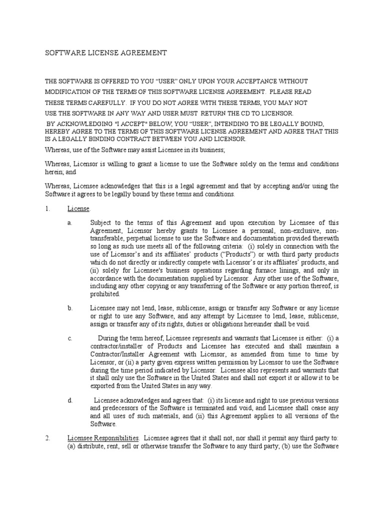 Software License Agreement | PDF | License | Trade Secret