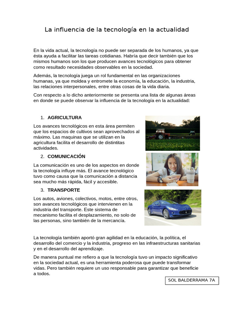 La Influencia de La Tecnología en La Actualidad | PDF