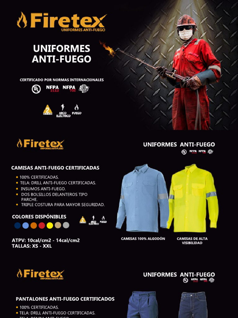 Uniformes Anti-Fuego Certificados | PDF