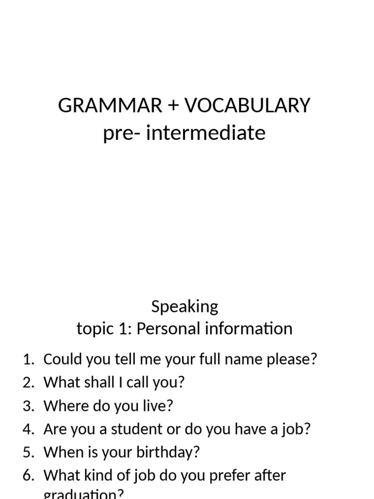 Grammar + Vocabulary Pre Inter | PDF | Bathroom