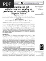 Download Job Commitment Job Satisfaction and Gender in the Nigeria Police by SebeningEmbunPagi SN8094441 doc pdf