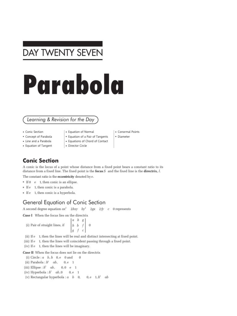 Parabola | PDF | Perpendicular | Classical Geometry