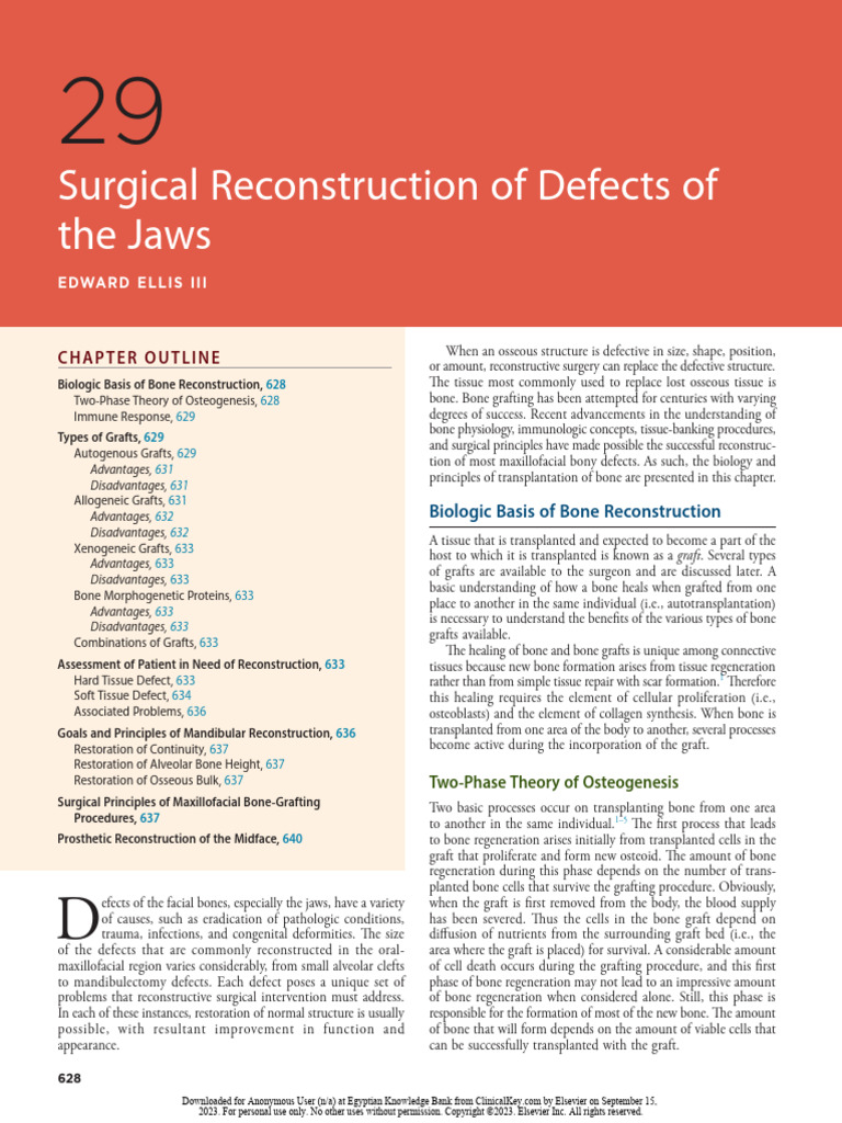 Jaws Reconstruction: Surgical Overview | PDF | Bone | Organ Transplantation