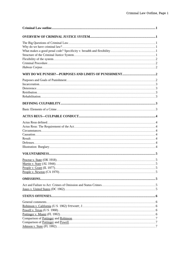 Criminal Law Overview and Key Concepts | PDF | Crimes | Crime & Violence