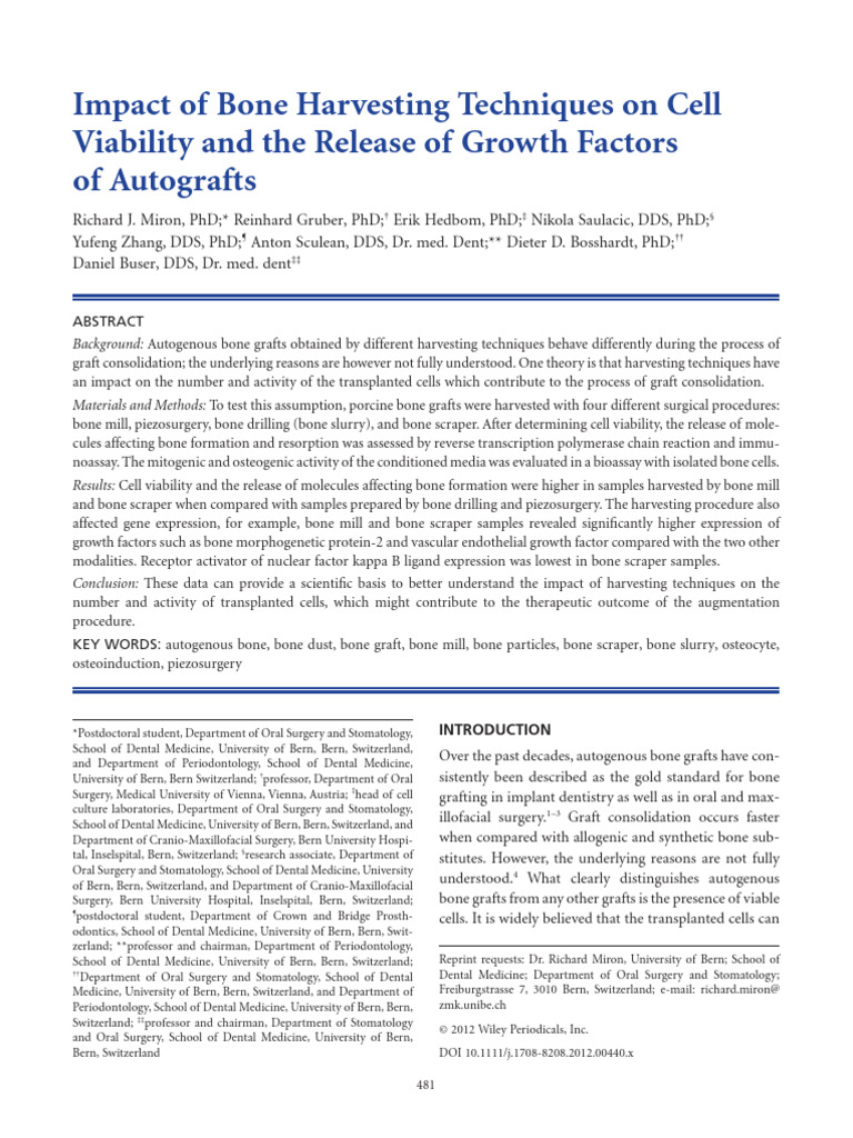 Clin Implant Dent Rel Res 2012 Miron Pdf Bone Gene Expression