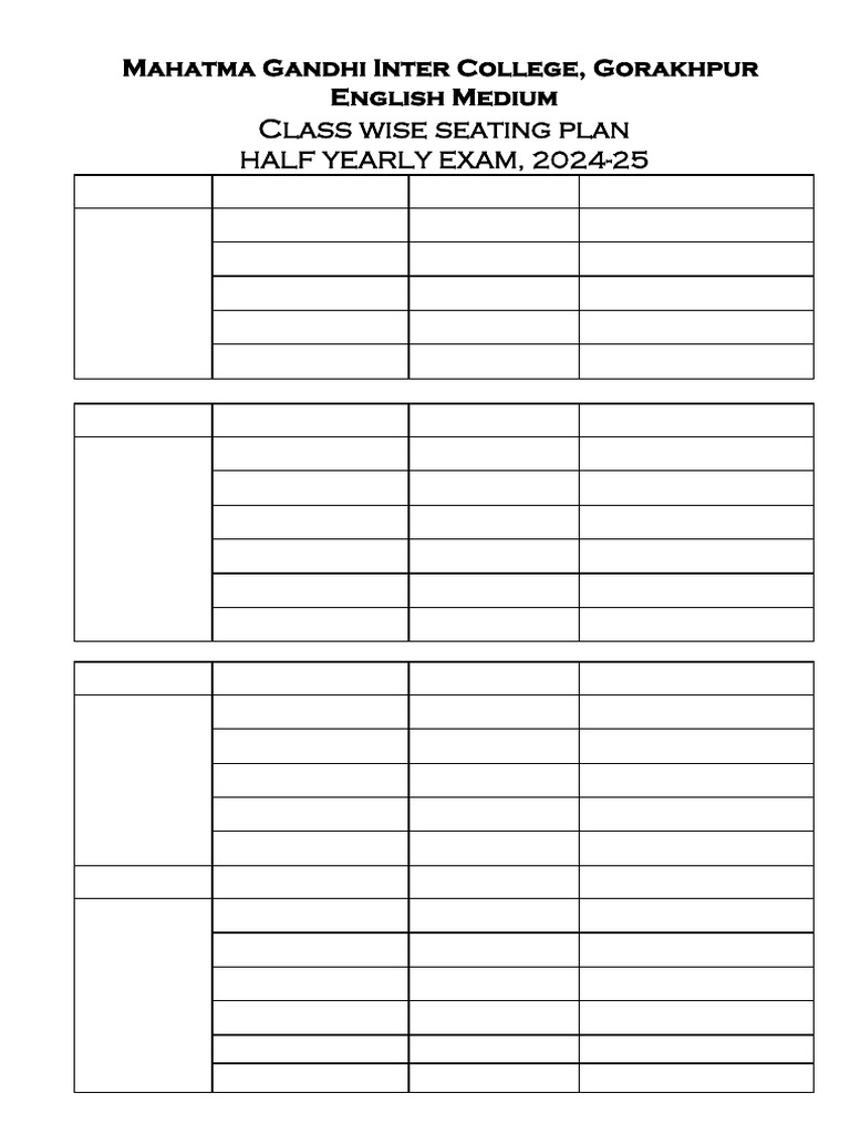 Half Yearly 2024 Seating Plan | PDF