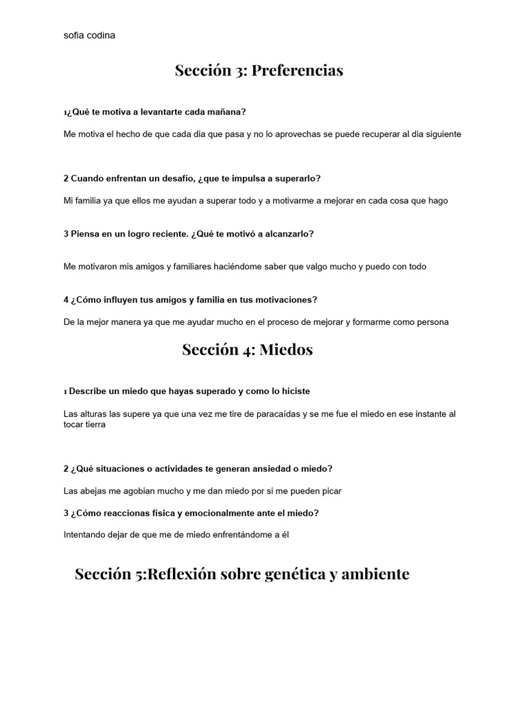 Motivaciones Y Miedos Personales De Sofía Codina Pdf