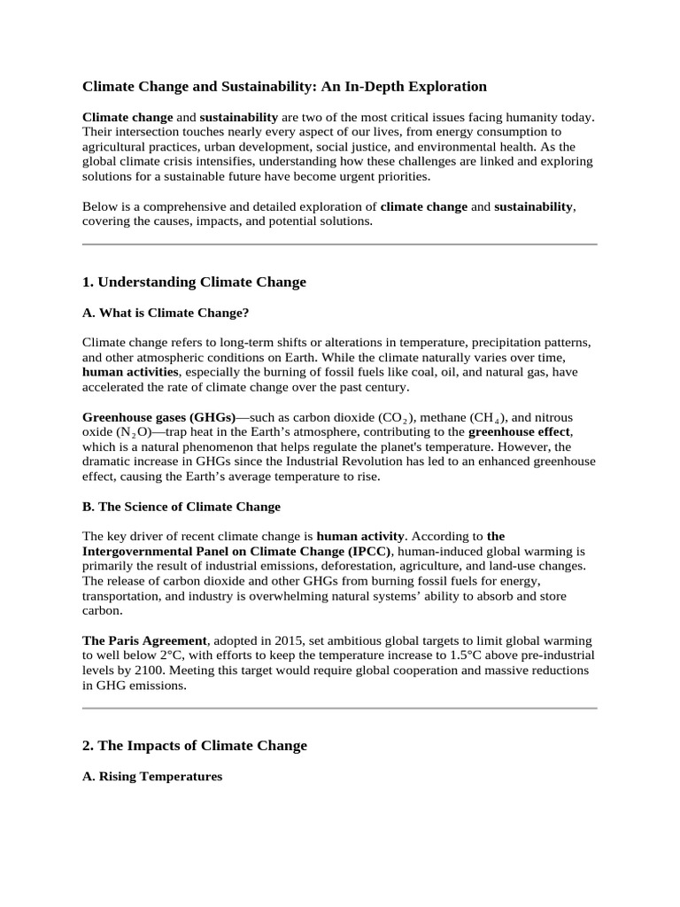 Climate Change and Sustainability Insights | PDF | Climate Change ...