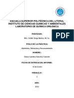 Informe de laboratorio de química orgánica: Aldehidos, obtención y reconocimiento ESPOL