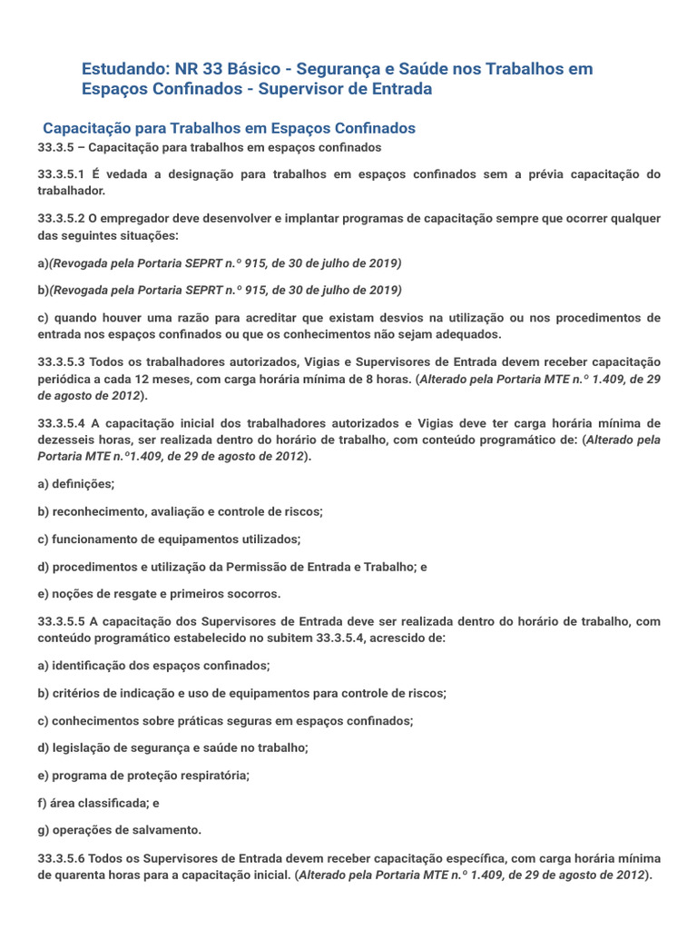 Capacitação em Espaços Confinados: NR 33 | PDF | Desenvolvimento ...