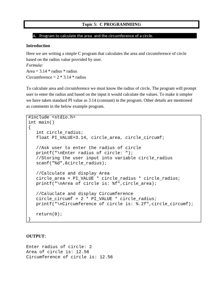 C programming revision worksheet ok pdf division mathematics