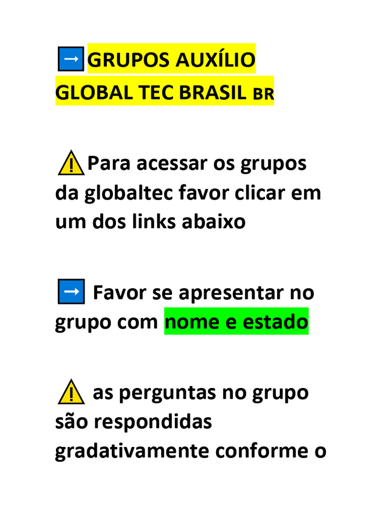 Grupos de Auxílio Global Tec Brasil | PDF