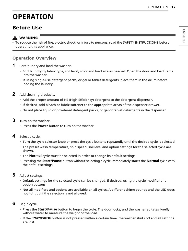 Washer Operation and Laundry Tips | PDF | Washing Machine | Laundry