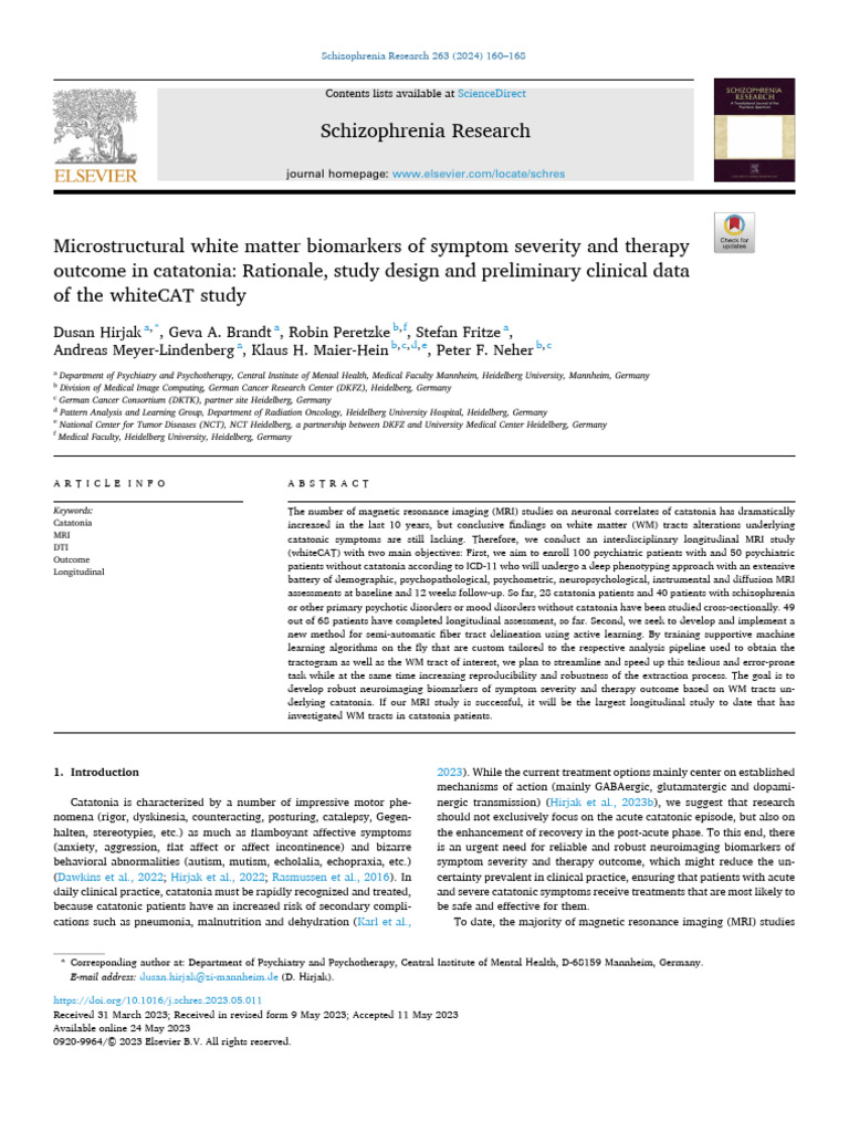 Microstructural White Matter Biomarkers of Symptom Severity An | PDF ...