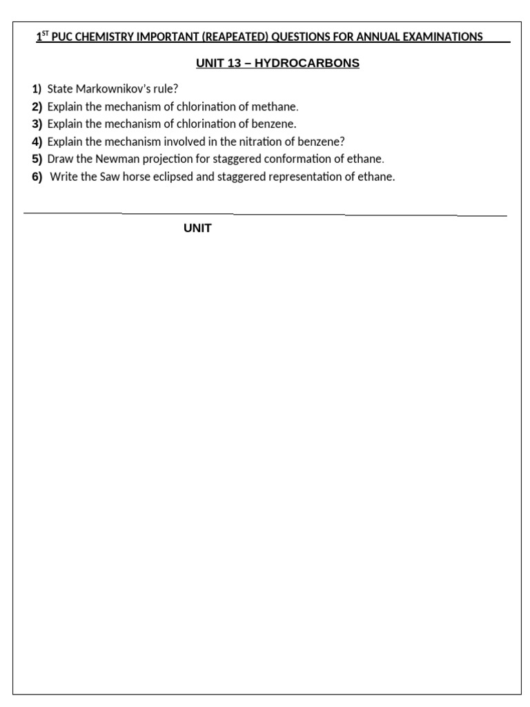 1st PUC Chemistry Important Questions | PDF