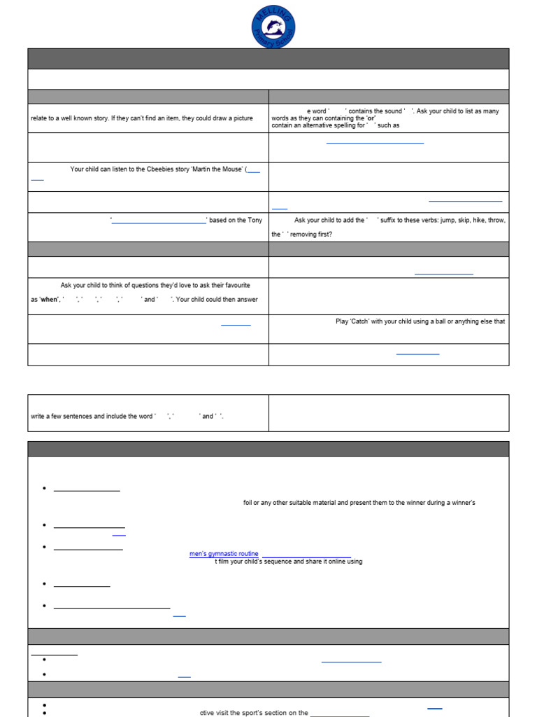 Week 9 Sport Learning Activities Y2 | PDF