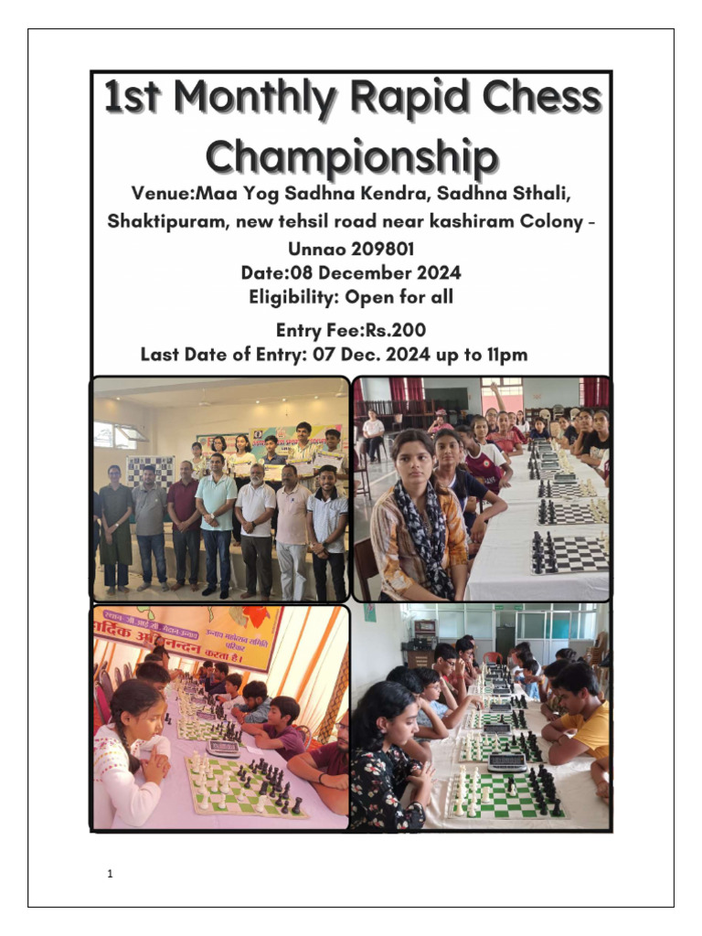 Unnao Kashiram Colony Chess Tournament | PDF | Competitive Games ...