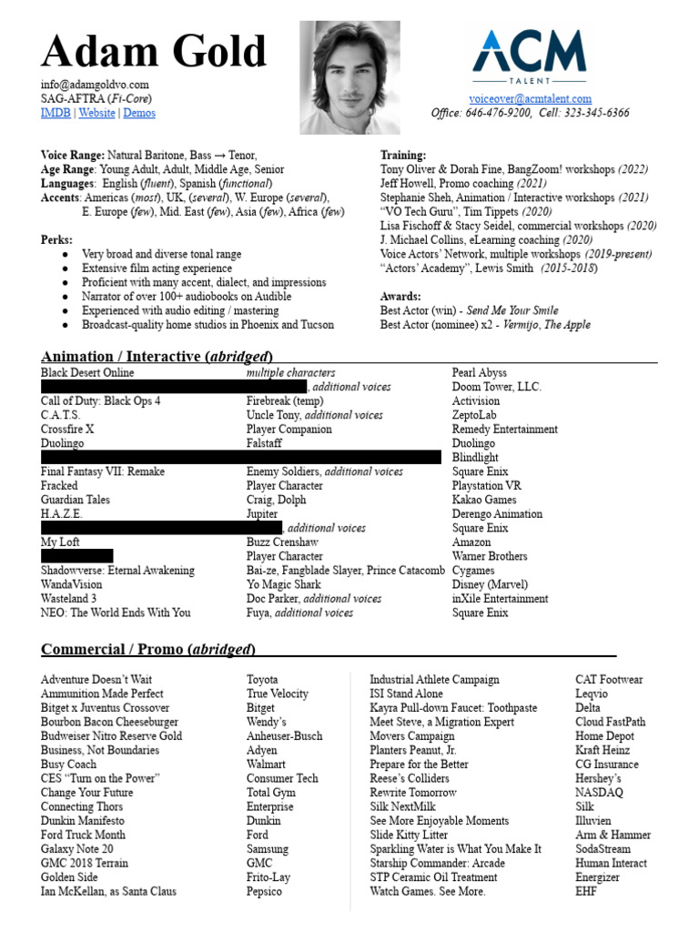 Adam gold voiceover resume 2 21 22 redacted pdf